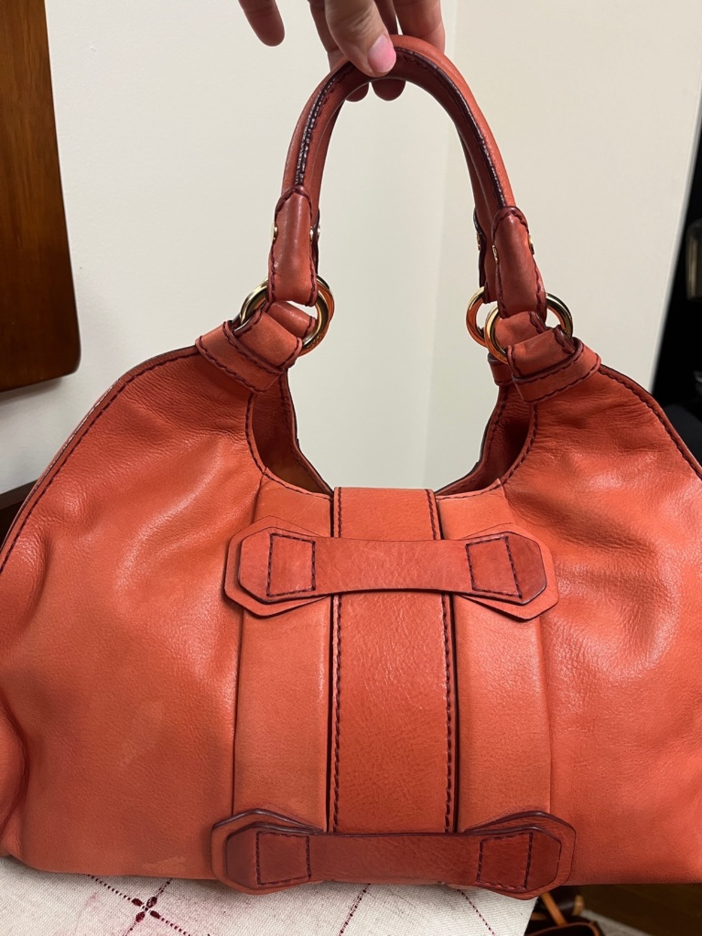 Tod's  nubuck Leather Shoulder Bag with Gold Hardware - Picture 3 of 16